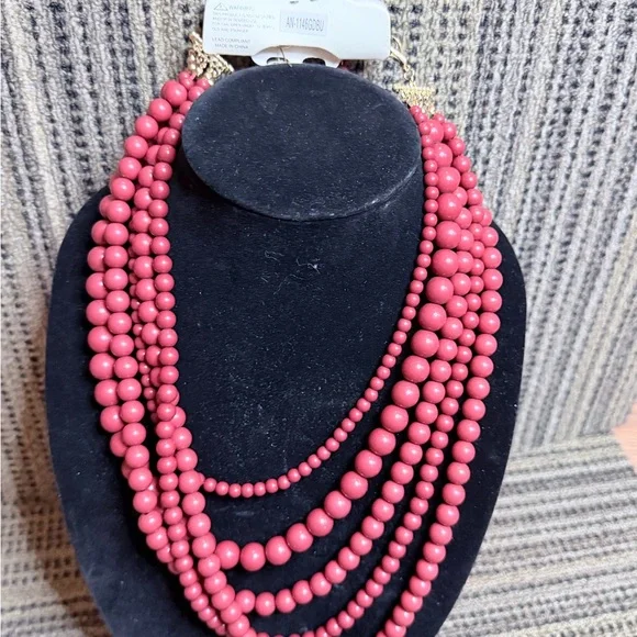 Women's  Vintage Erica LyonsMulti-Strand Burnt Orange BeadsNecklace and Earrings - Picture 5 of 8